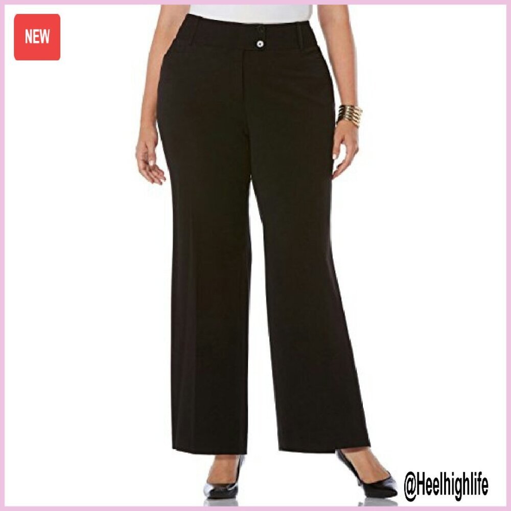 Plus Size Gabardine Bootcut Dress Pants Curvy Fit Stretch - Picture 2 of 4